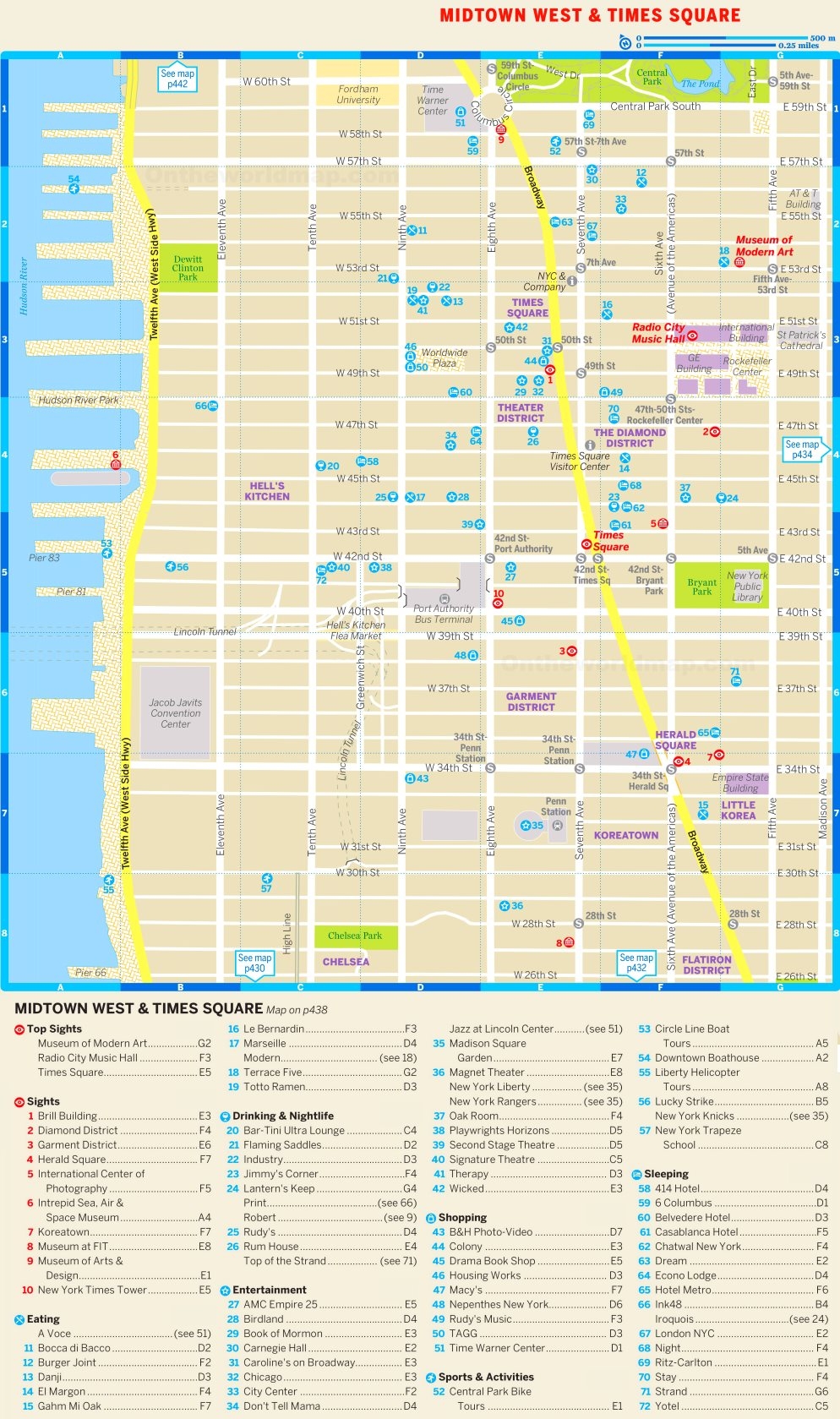 Map Of Midtown West And Times Square Ontheworldmap