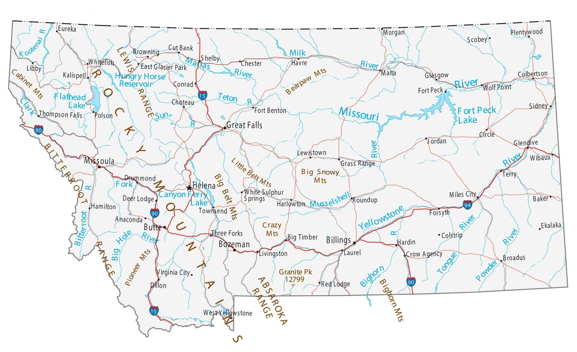 Free Printable Map Of Montana