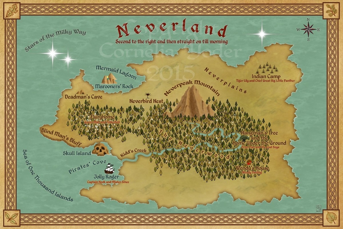 Map Of Neverland Based On Peter Pan By J M Barrie EBay