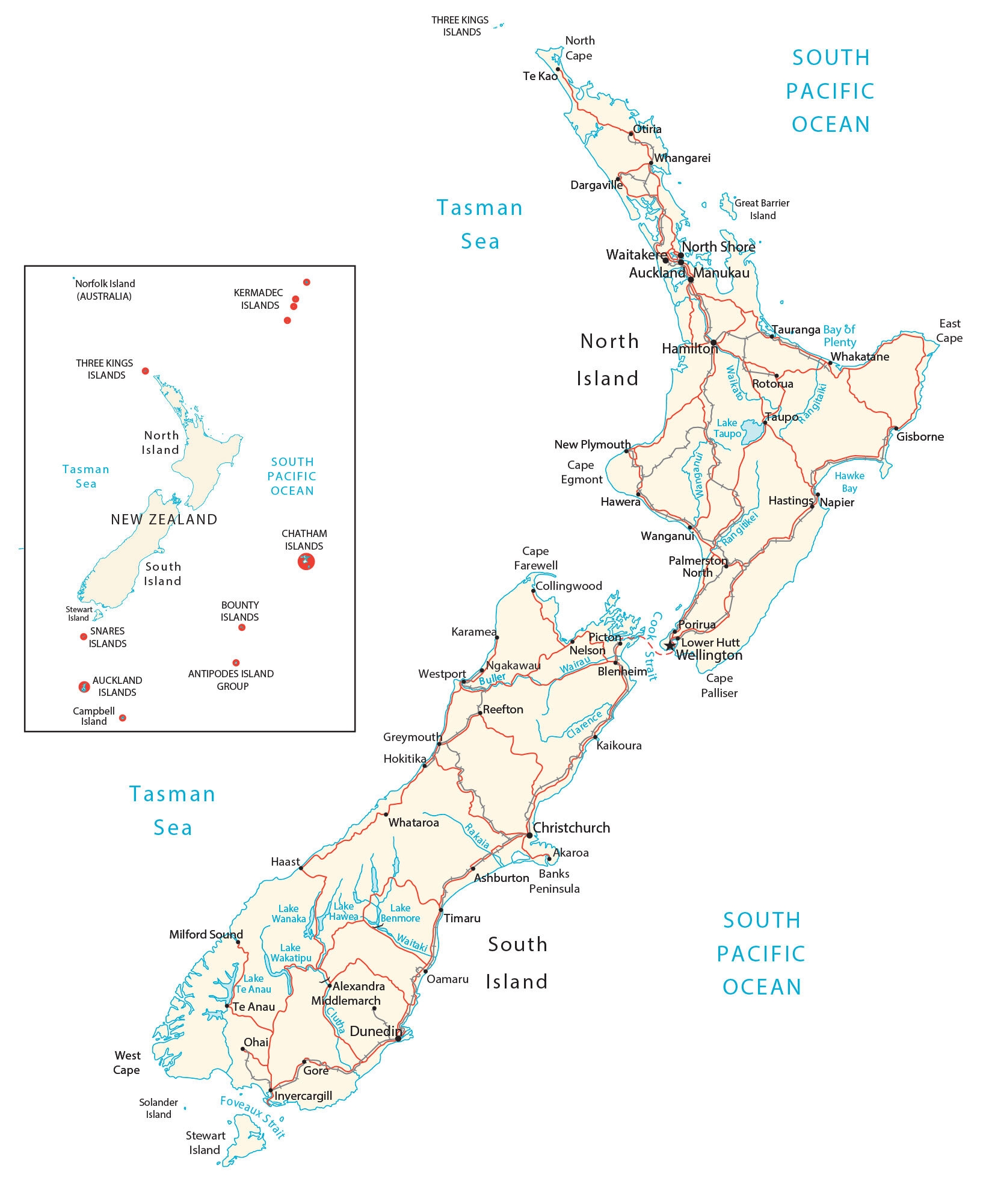Map Of New Zealand Cities And Roads GIS Geography Map Of New Zealand Cities And Roads GIS Geography