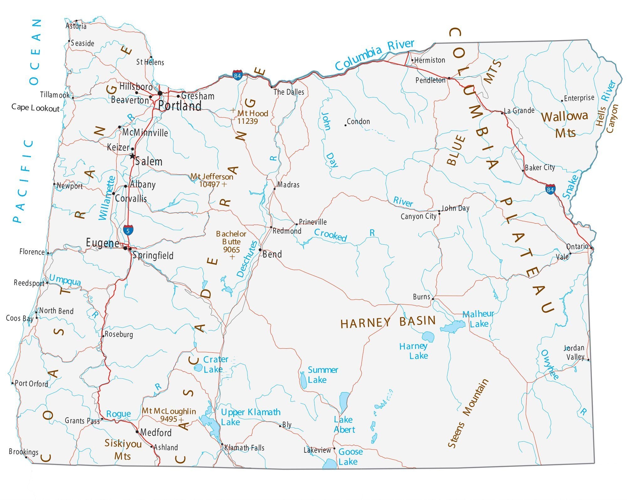 Map Of Oregon Cities And Roads GIS Geography