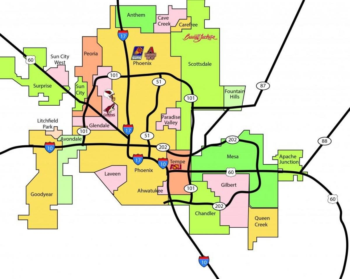 Map Of Phoenix Metro Area Phoenix Metro Area Map Arizona USA 