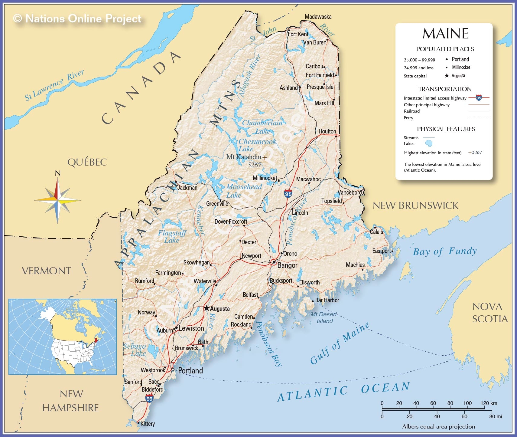 Map Of The State Of Maine USA Nations Online Project