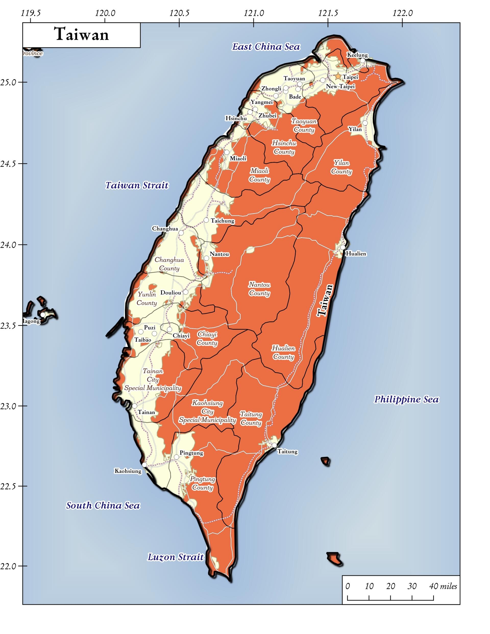 Printable Map Of Taiwan