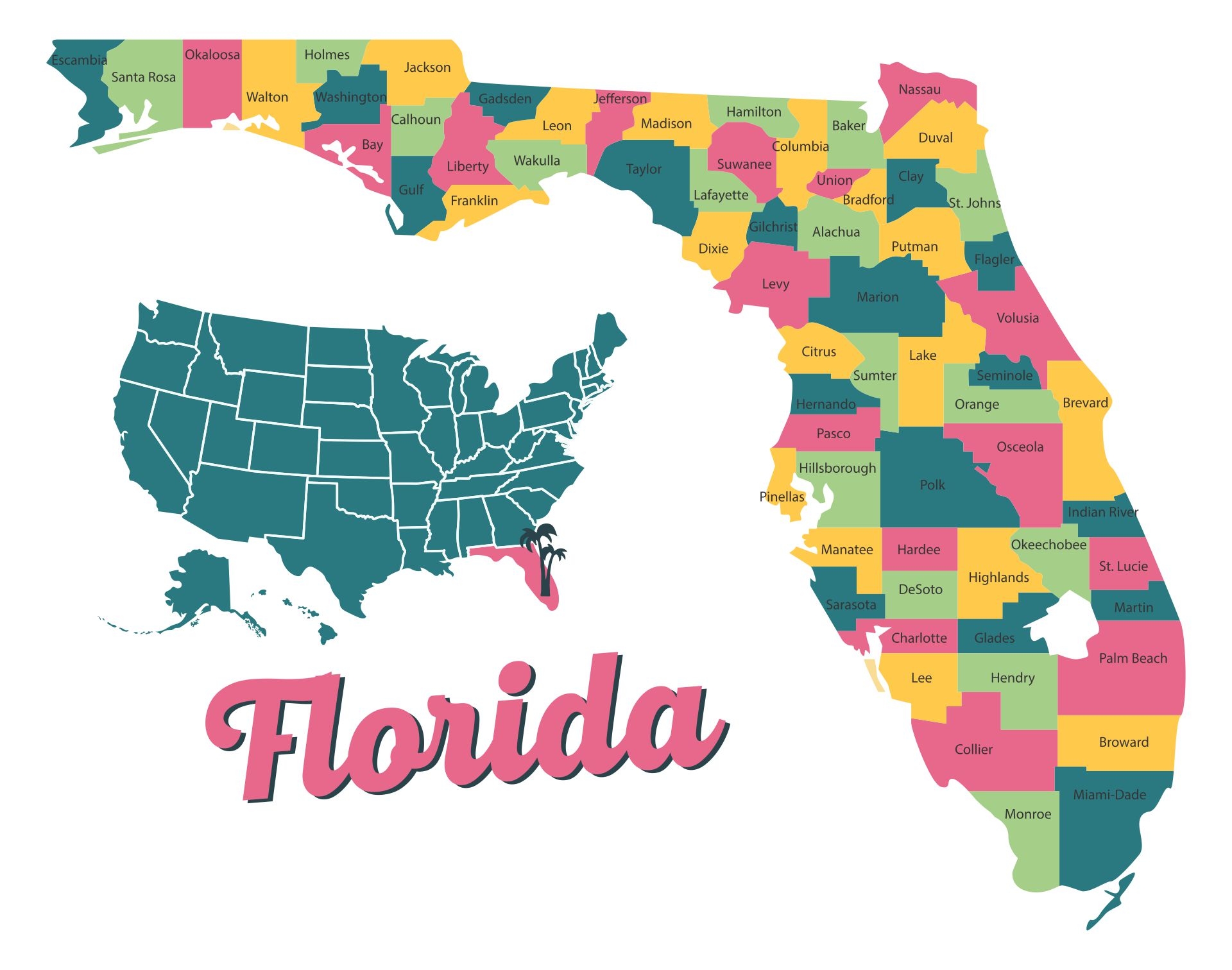 Printable Map Of Florida Counties