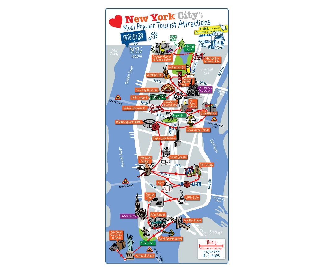 Map Of Manhattan Attractions Printable