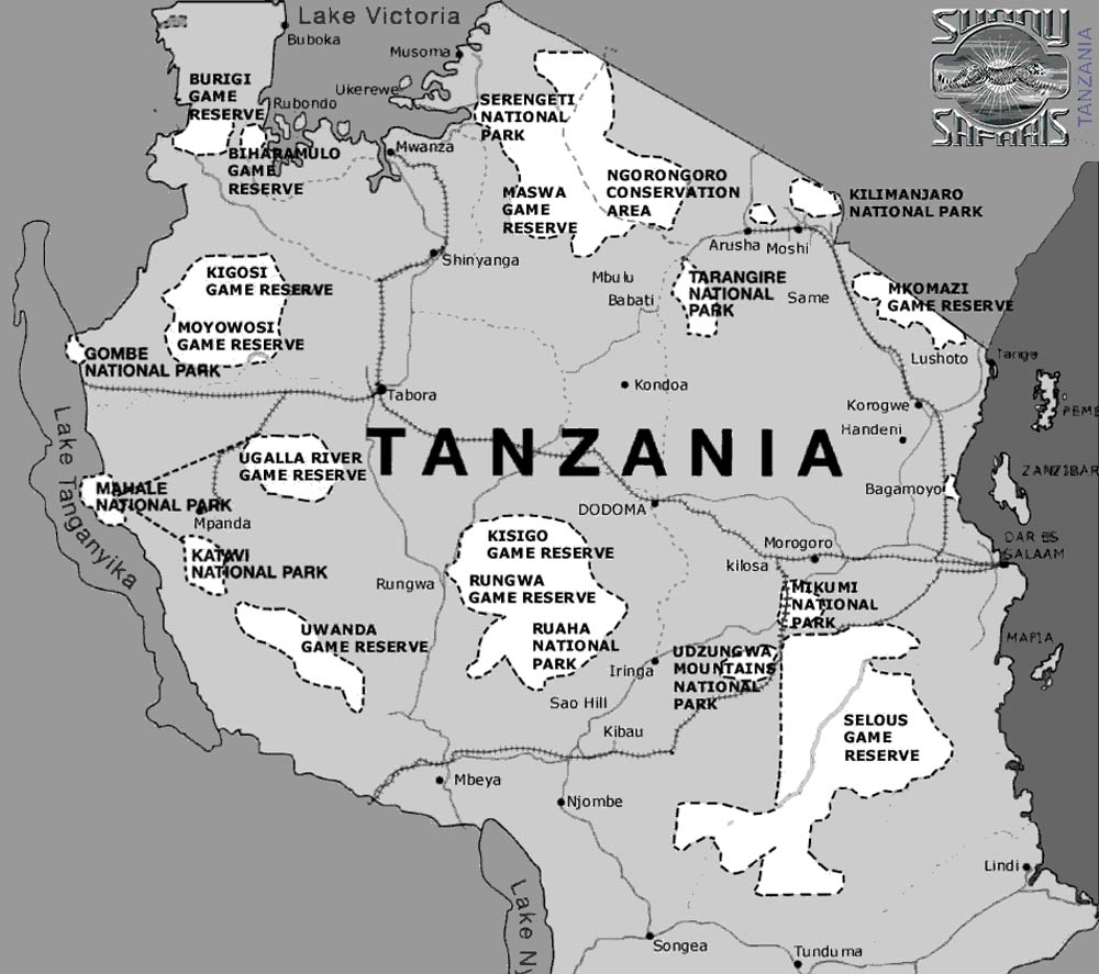 Maps Of Tanzania Sunny Safaris