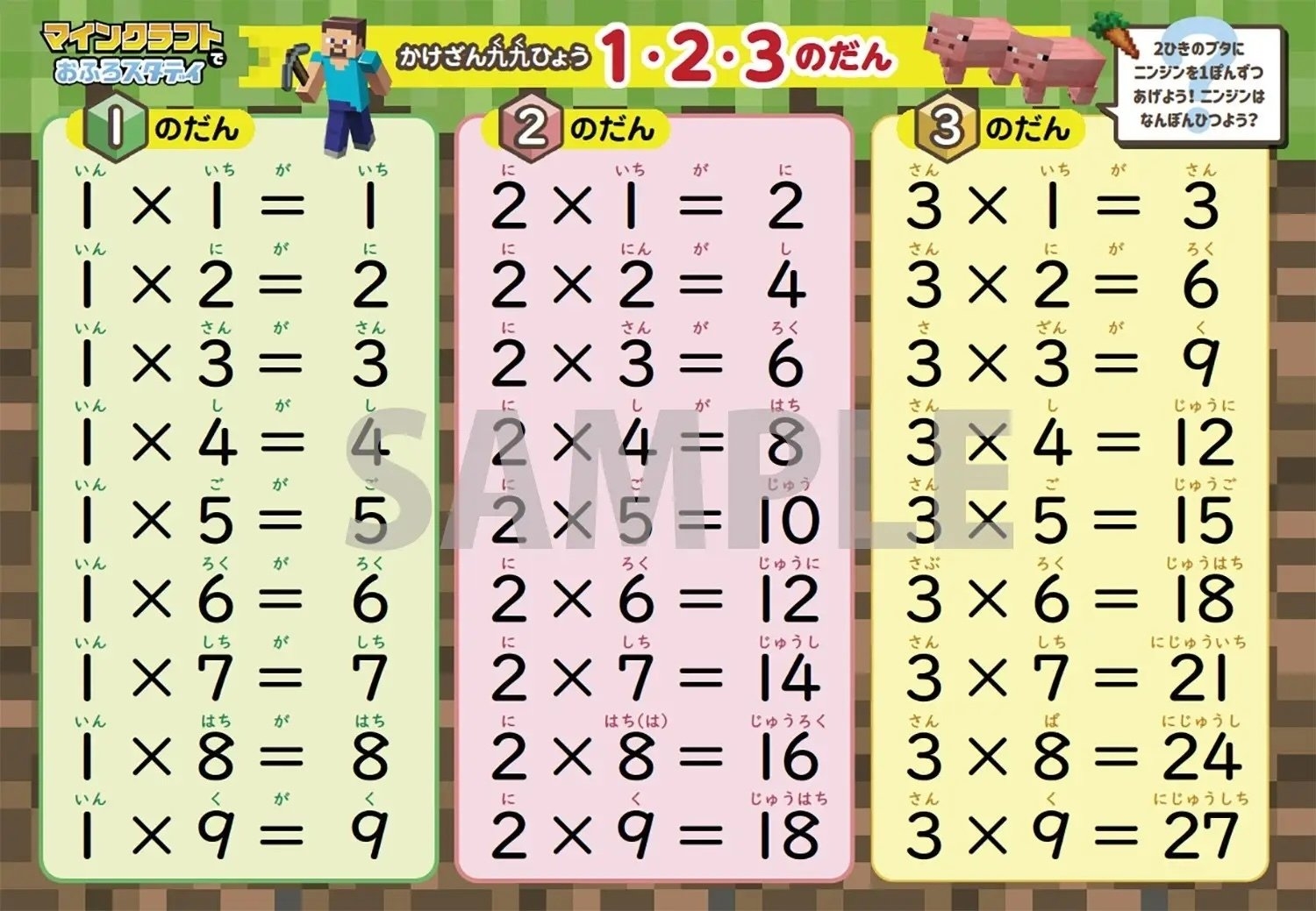 Master Math With Minecraft Minecraft De Ofuro Study Kakezan Kuju Hyou Arithmetic Poster Is Now On Sale Saiga NAK