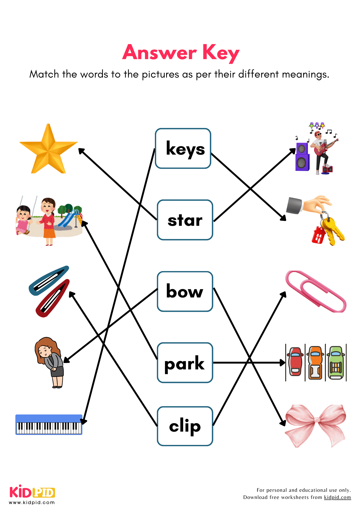 Matching Homonyms Worksheet For Kindergarten Kidpid