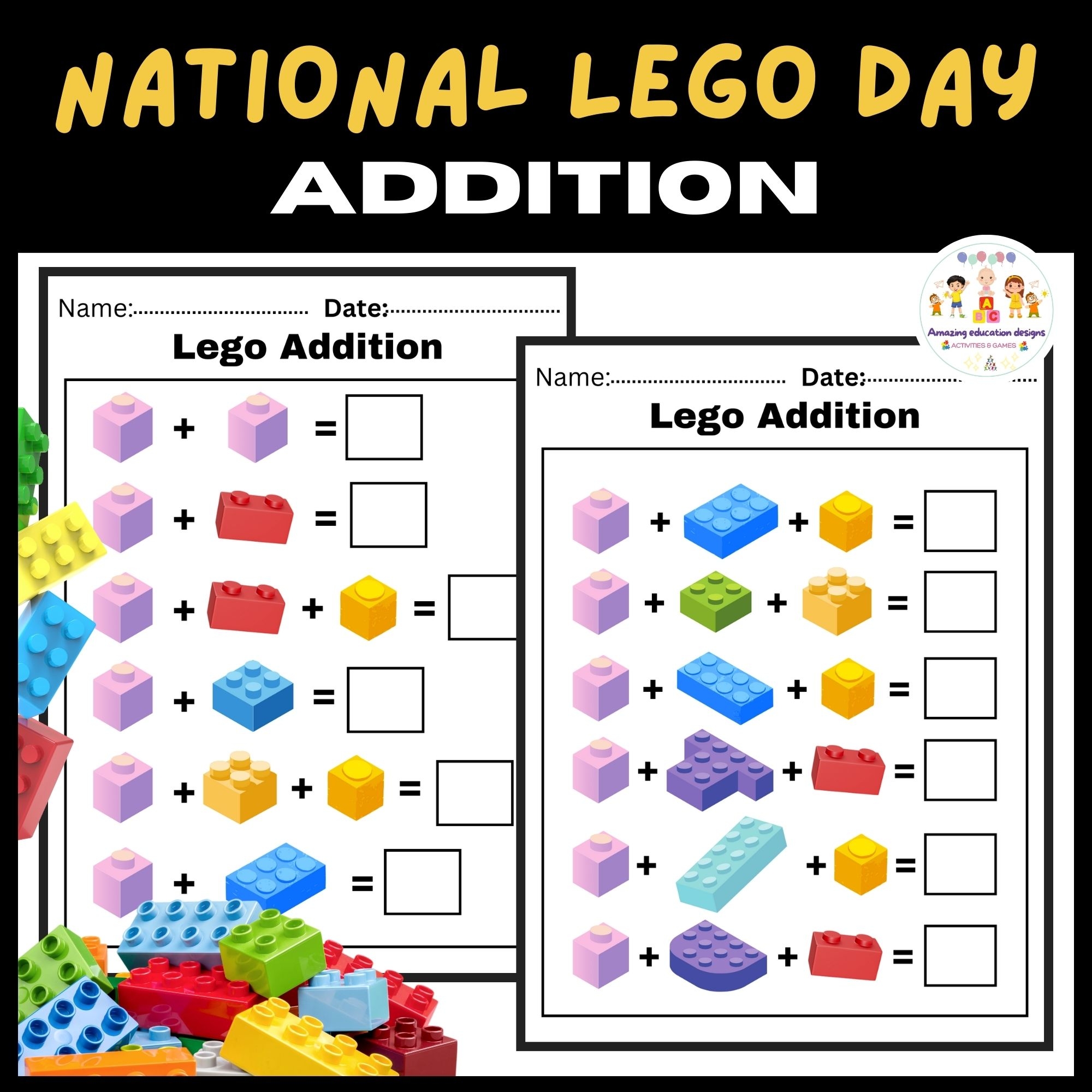 Math Activities Lego Addition Worksheets National Lego Day Made By Teachers