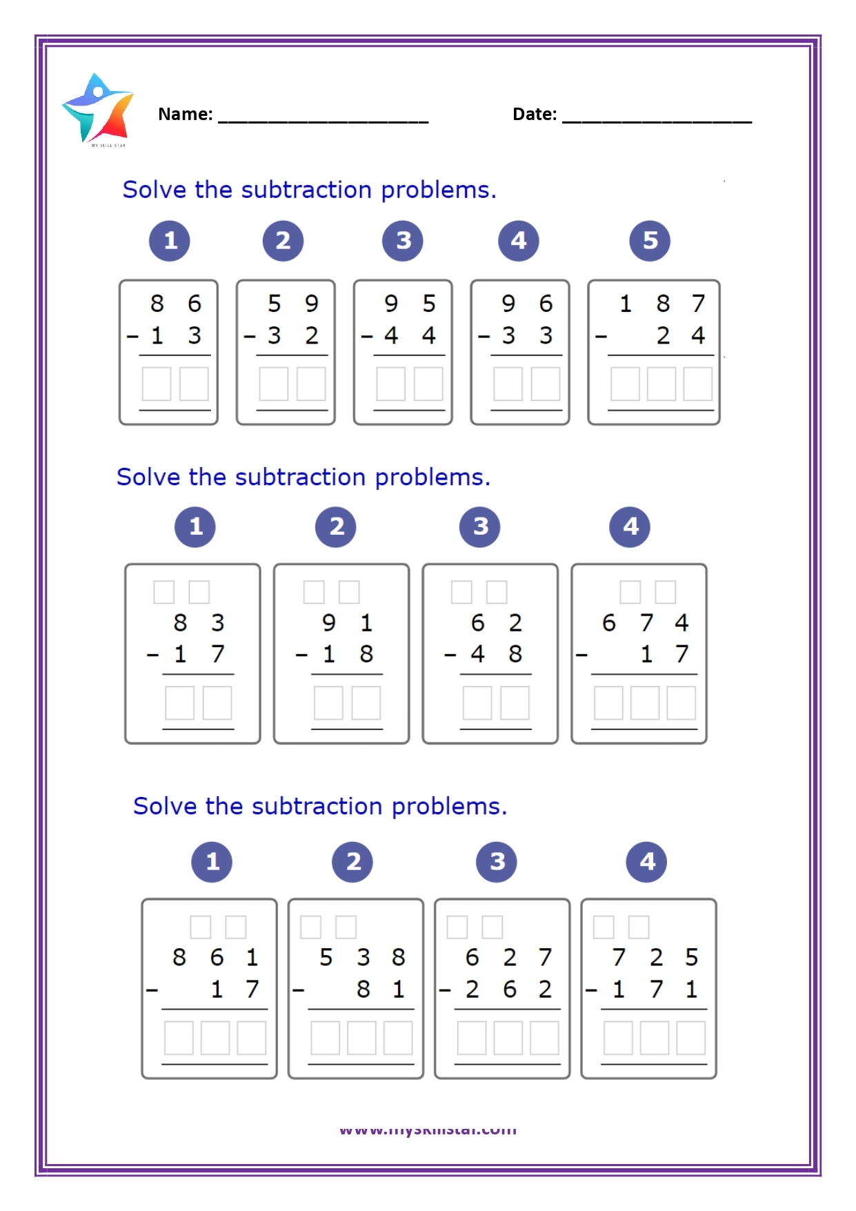 3rd Grade Printable Math Worksheets
