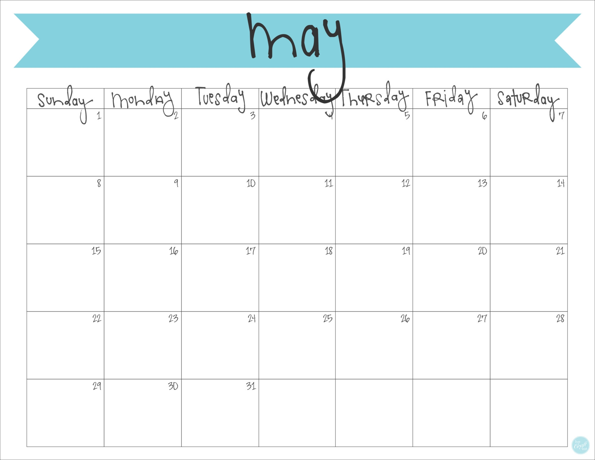 May 2016 Calendar Free Printable Live Craft Eat