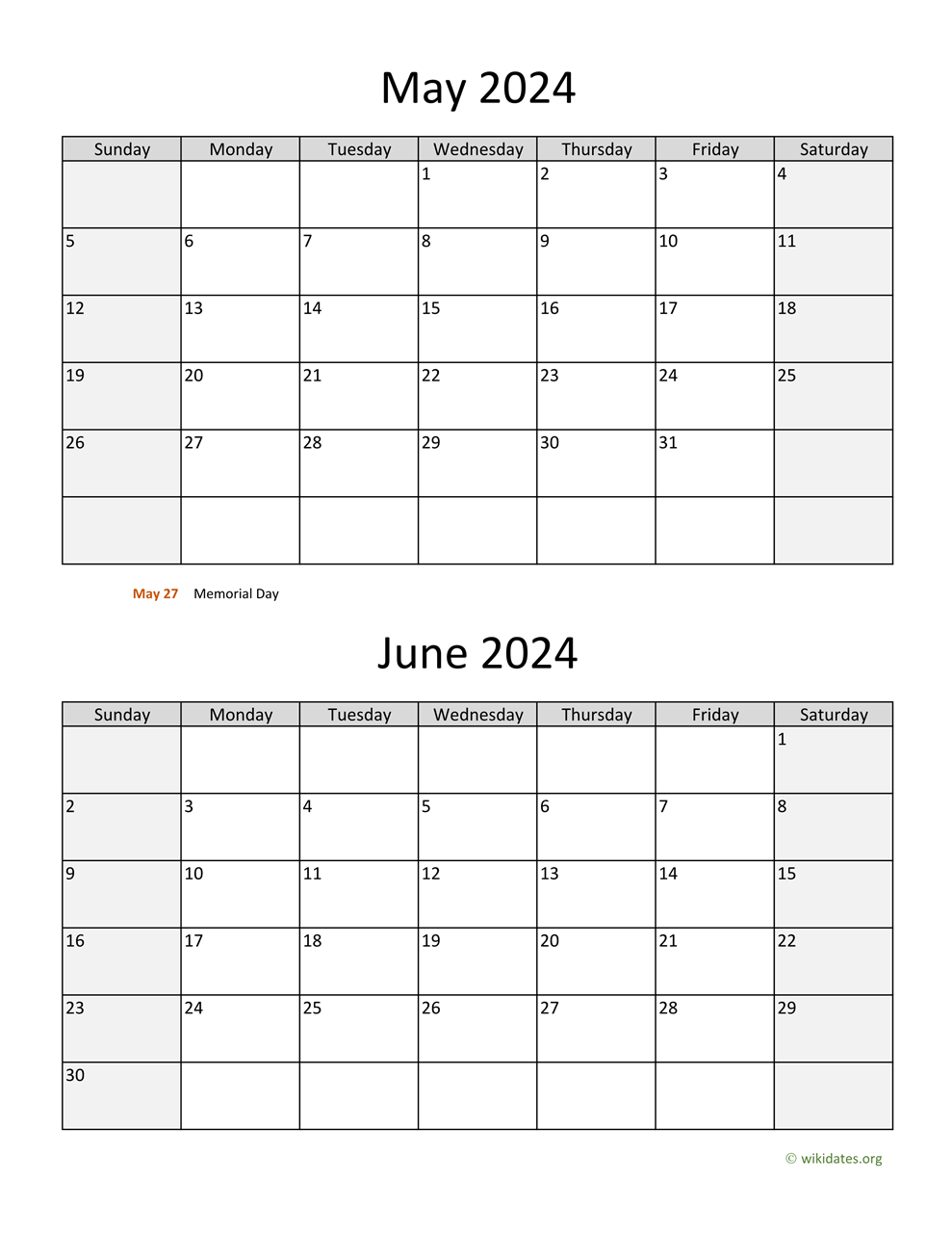 May And June 2024 Calendar WikiDates