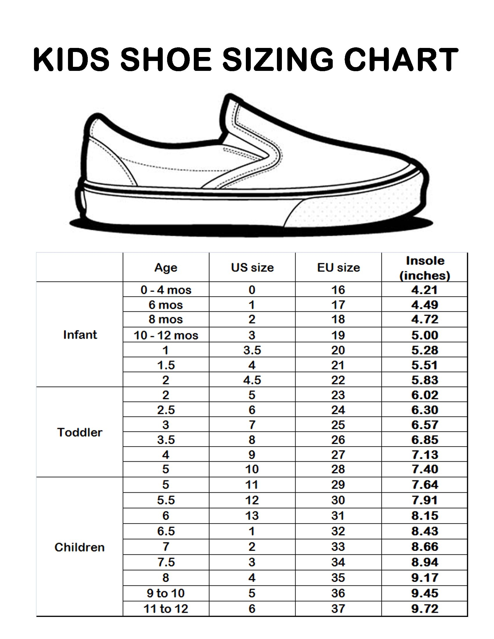 Measure Childs Shoe Size Chart Printable Children 039 s Shoe Size Guide Toddler Children 039 s