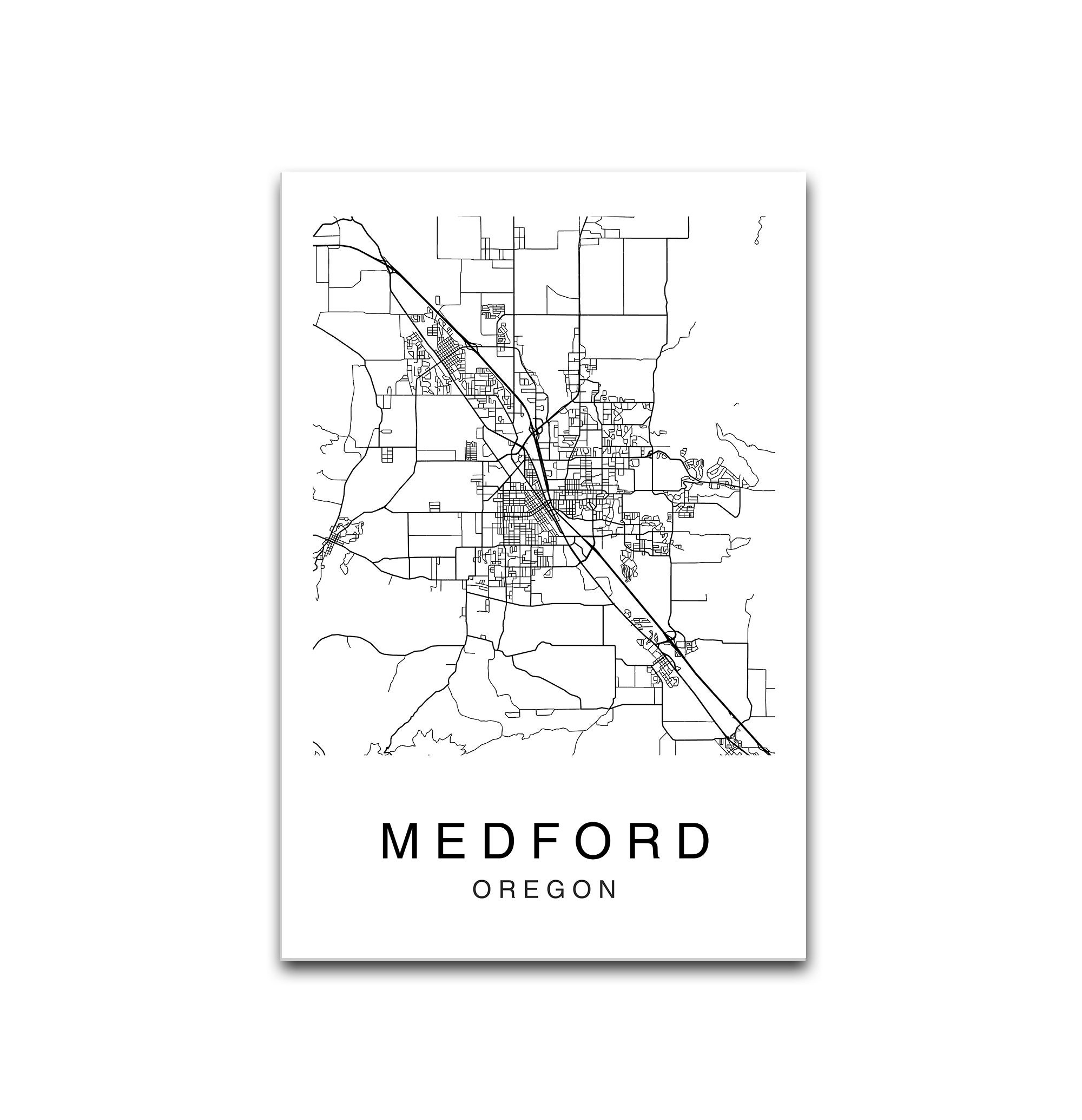 Medford Oregon Map Art Print City Road Map digital Download Etsy Medford Oregon Map Art Print City Road Map digital Download Etsy