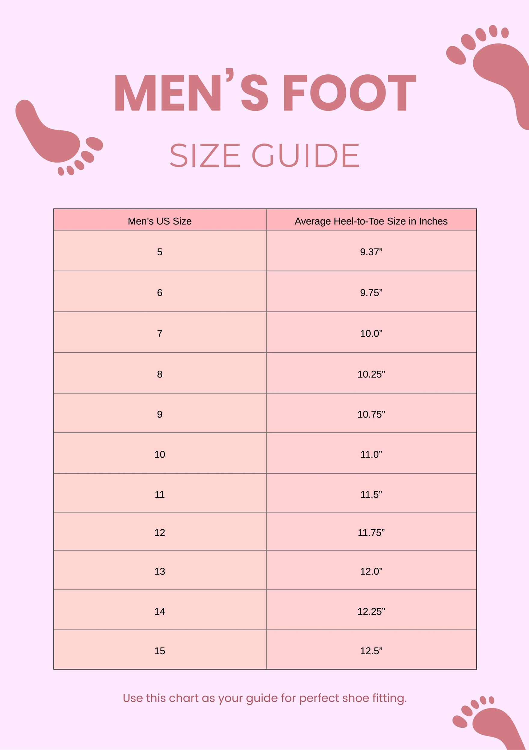 Men s Foot Size Chart In Illustrator PDF Download Template