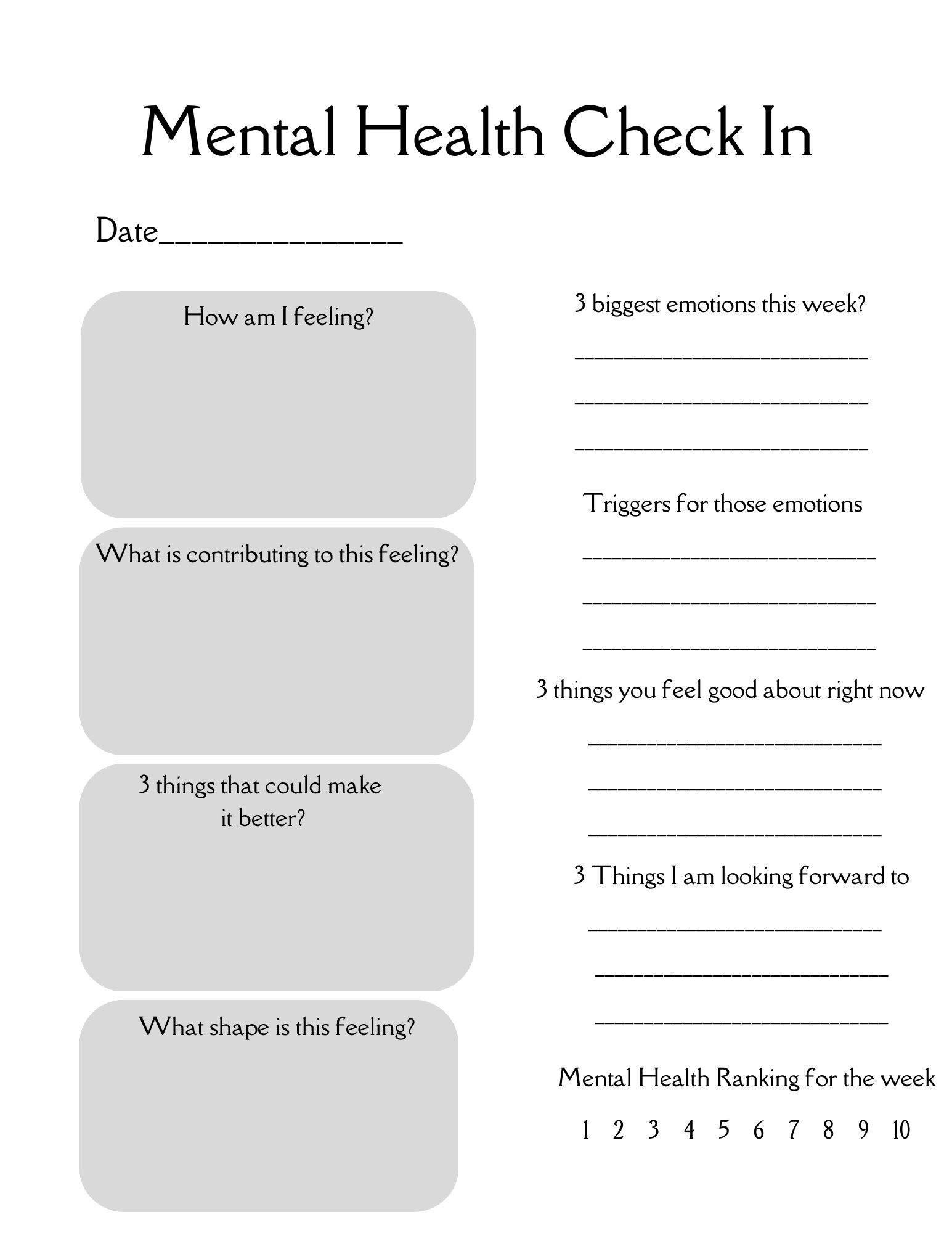 Free Printable Fun Mental Health Worksheets