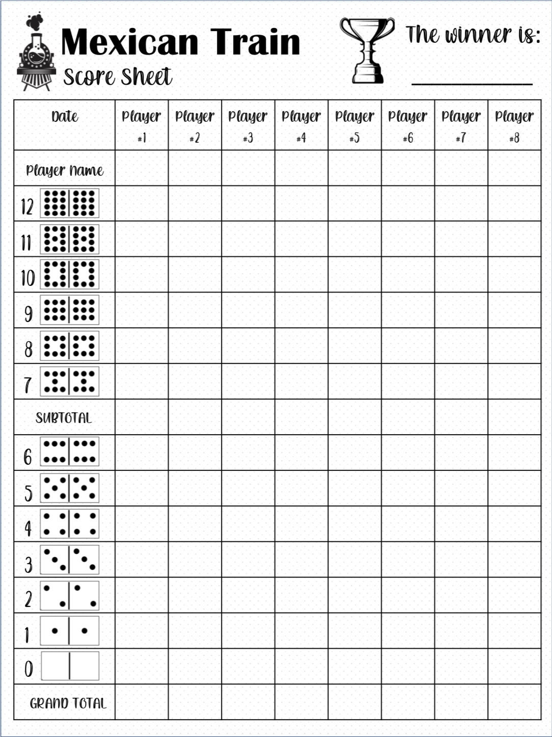 Mexican Train Score Card Mexican Train Scoresheet Mexican Train Score Pads Printable File PDF Download 8 5x11 Etsy Canada Mexican Train Score Card Mexican Train Scoresheet Mexican Train Score Pads Printable File PDF Download 8 5x11 Etsy Canada