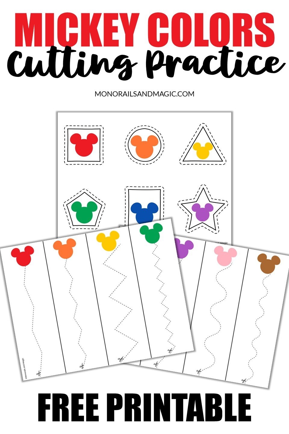 Mickey Colors Cutting Practice Free Printable Monorails And Magic
