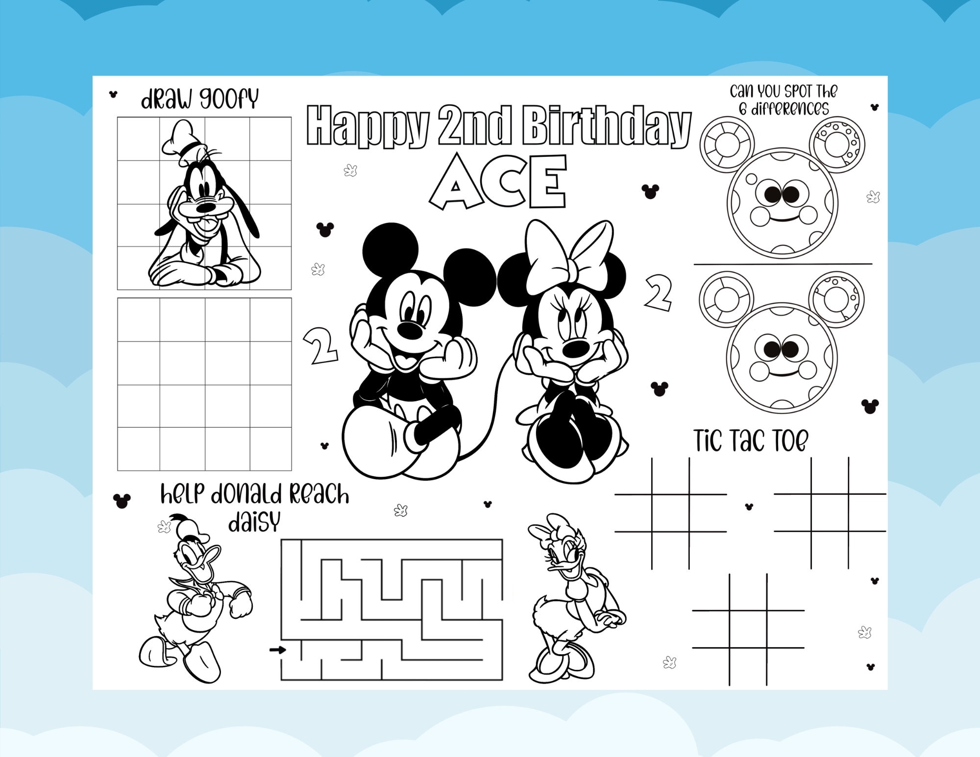 Mickey Mouse Clubhouse Coloring Pages Mickey Mouse Clubhouse Activity Mat Mickey Mouse And Friends Mickey Mouse Clubhouse Etsy