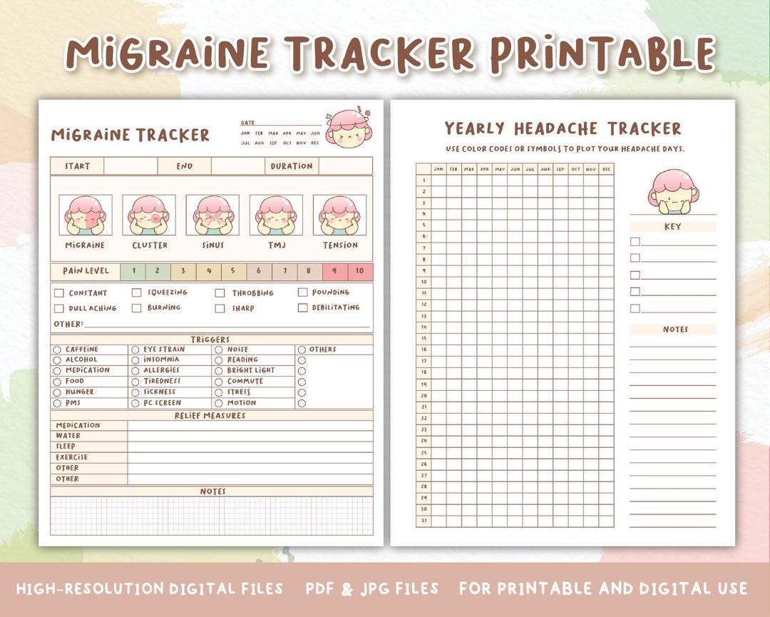 Printable Migraine Diary Worksheets
