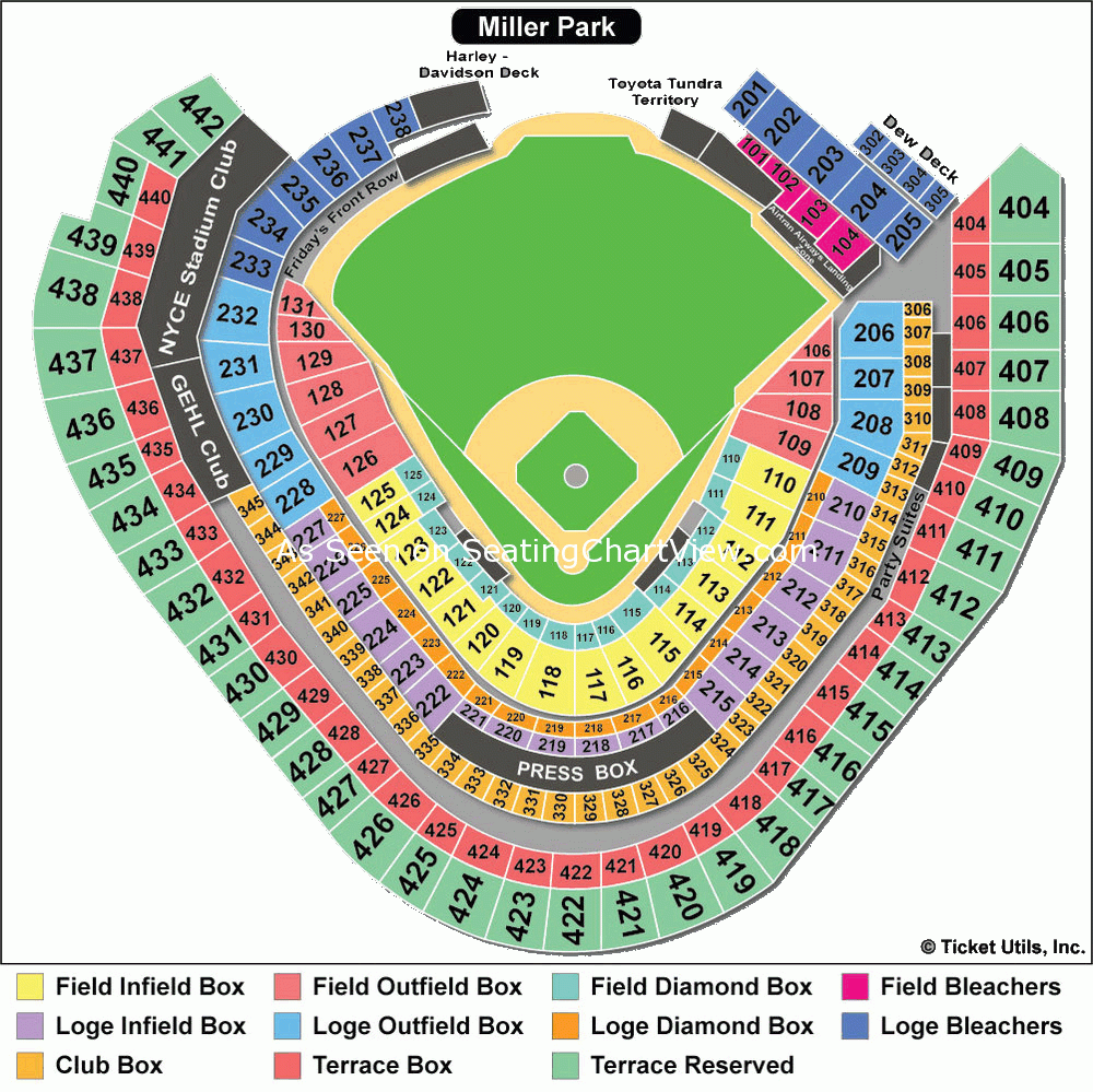 Milwaukee Brewers Seating Chart Printable