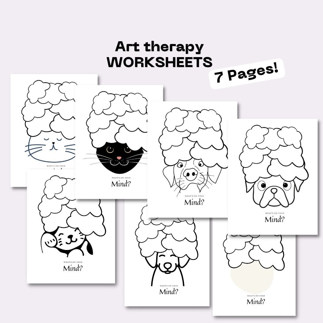 Mind Pets Art Therapy Worksheet Mental Health Template PDF Etsy