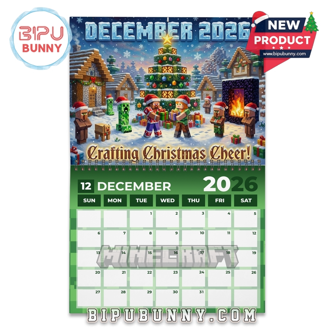 Minecraft 2026 Wall Calendar Bipubunny Store