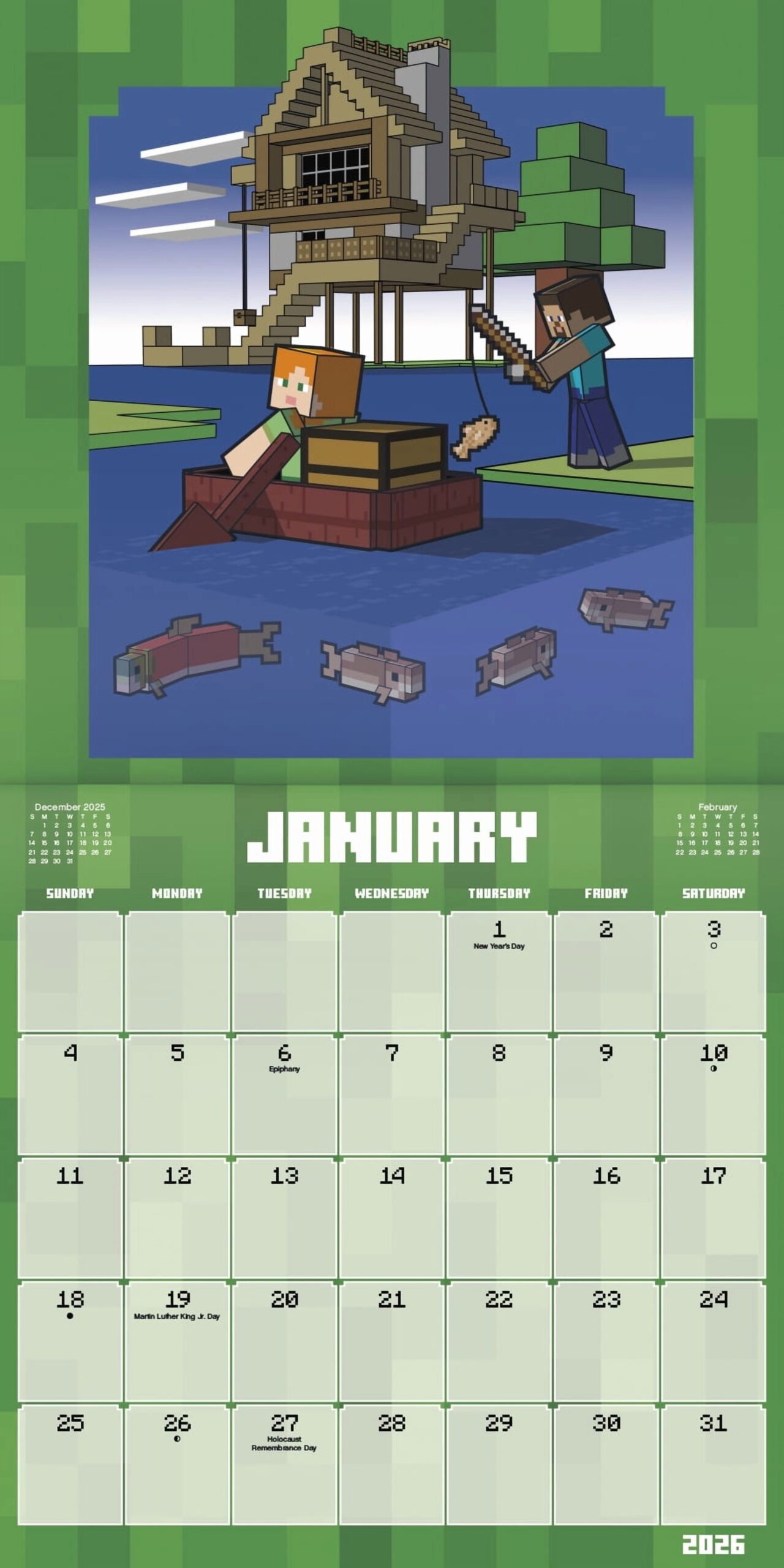 Minecraft Framed Poster And 2026 Calendar Walmart
