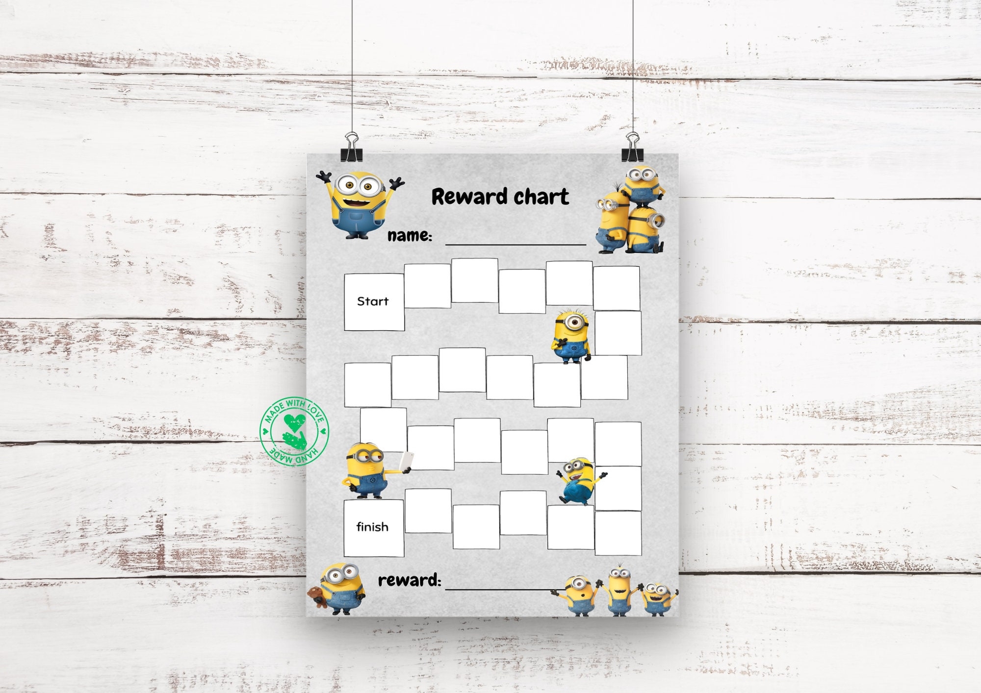 Minions Reward Charts For Kids Despicable Me Behaviour Chart Habit Tracker Printable Download Digital Etsy