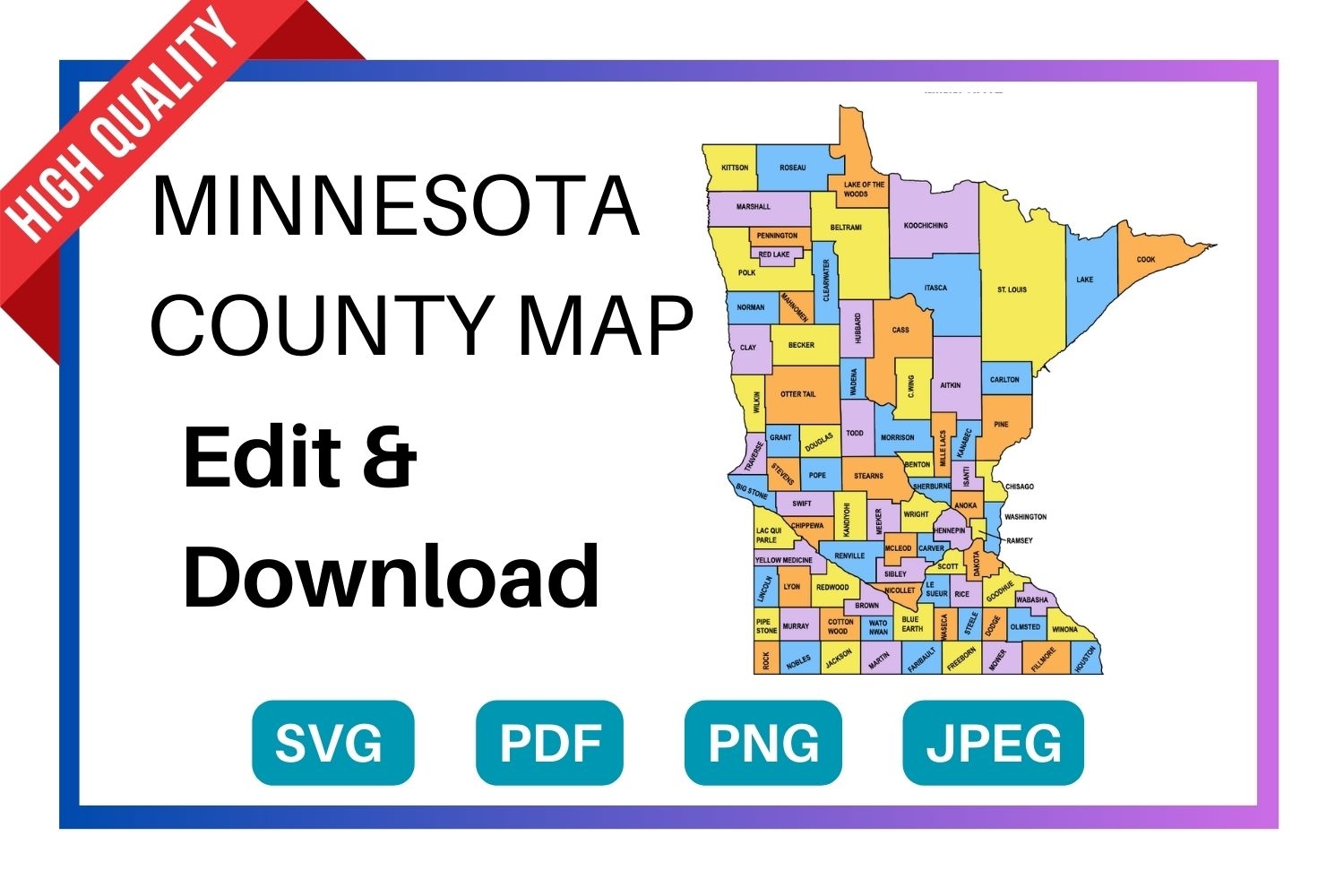 Minnesota County Map Editable Printable State County Maps Minnesota County Map Editable Printable State County Maps