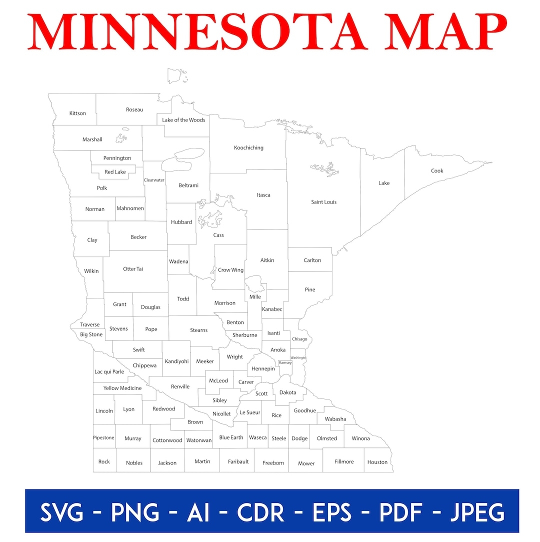 Minnesota County Map Outline Digital Download USA Map Clipart Cut File Travel Cricut Files For Svg Png Jpg Pdf Cdr EPS Deco Art Etsy Minnesota County Map Outline Digital Download USA Map Clipart Cut File Travel Cricut Files For Svg Png Jpg Pdf Cdr EPS Deco Art Etsy