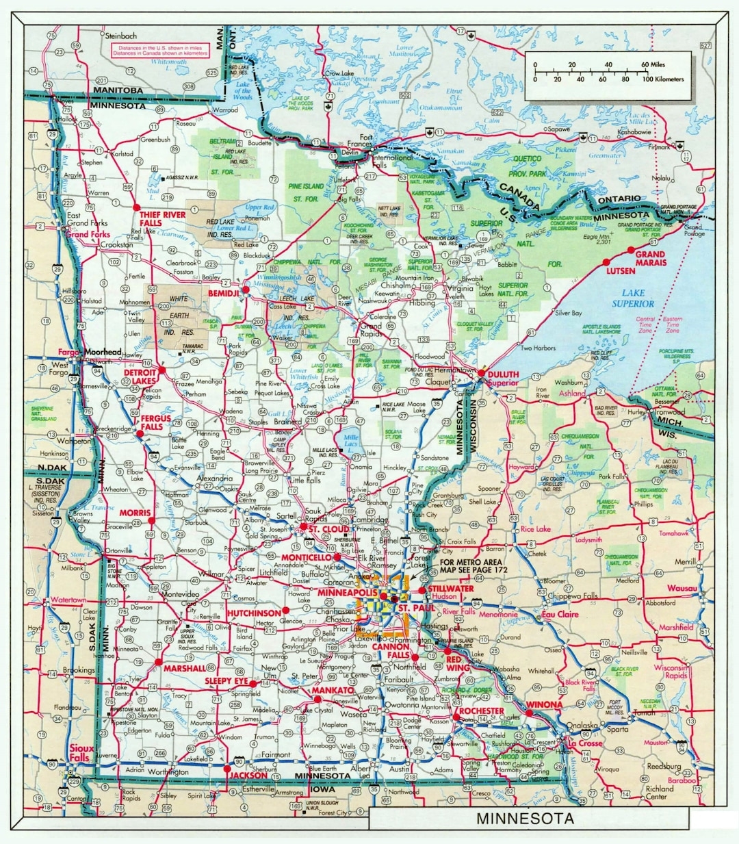 MINNESOTA STATE ROAD Map Glossy Poster Picture Photo Banner Political Etsy