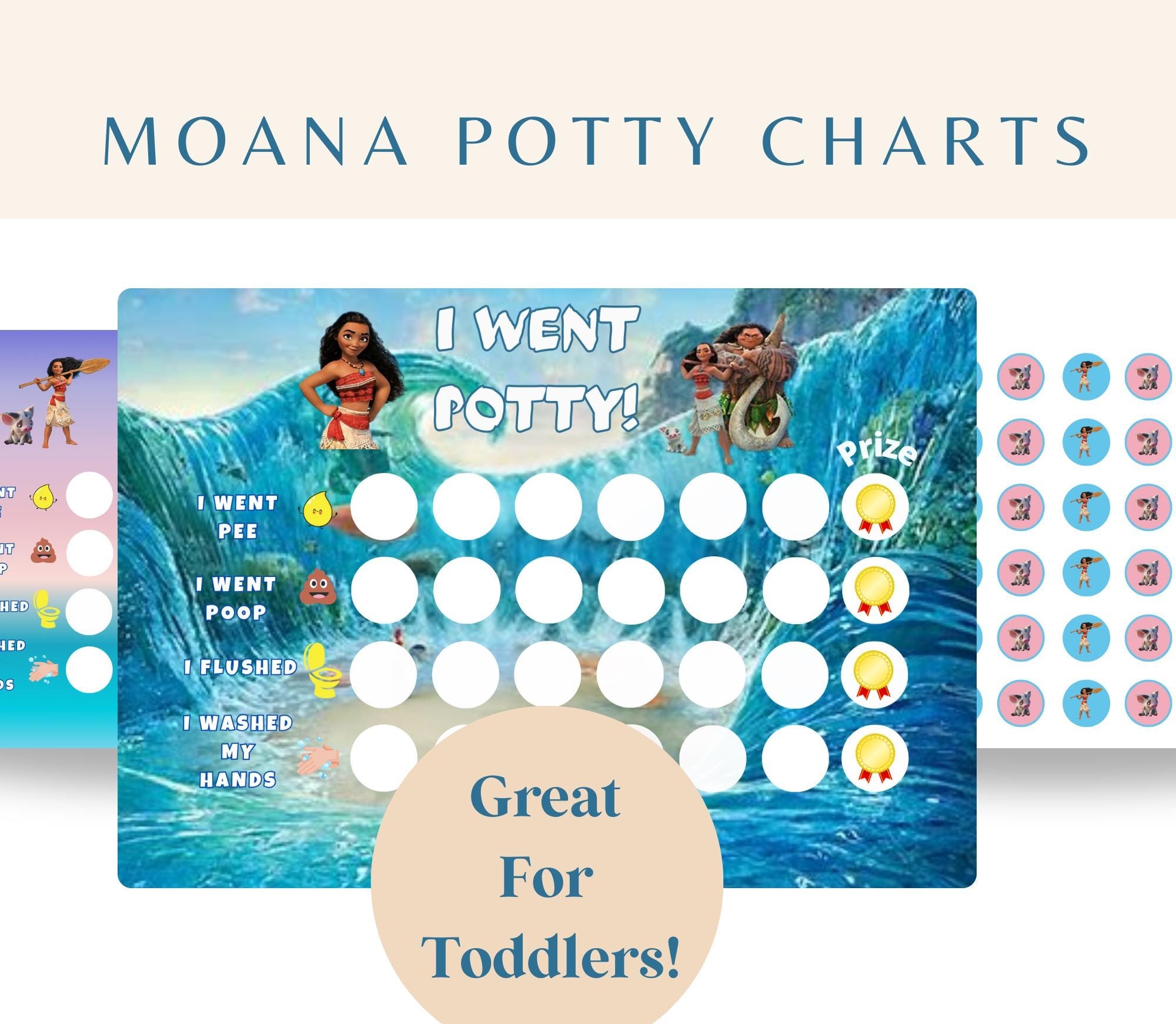 Moana Potty Chart Toddler Potty Training Chart Toilet Training Reward Chart Printable Stickers Potty Training Etsy