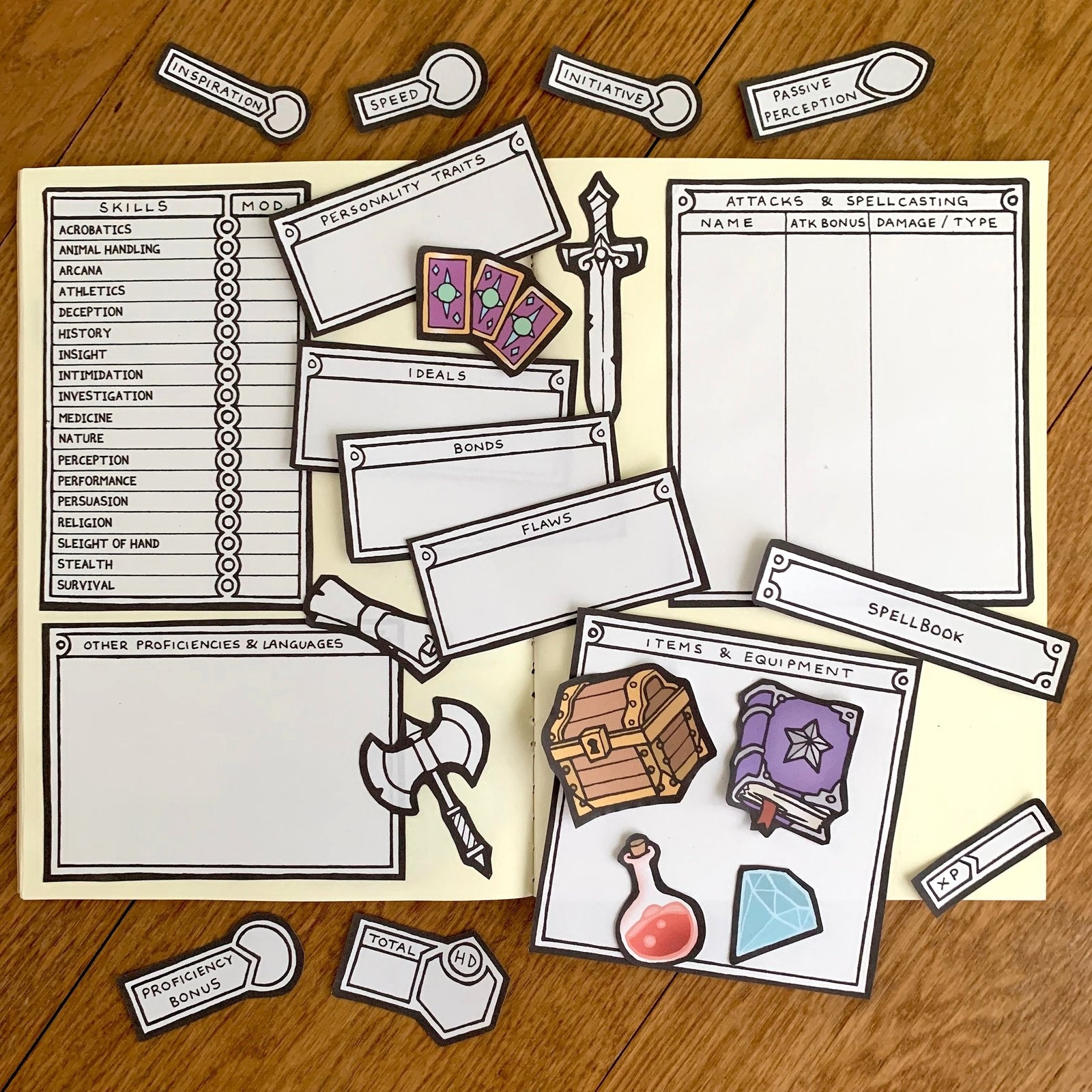 Modular 5E Character Sheet Pack Printable Penflower ink Modular 5E Character Sheet Pack Printable Penflower ink