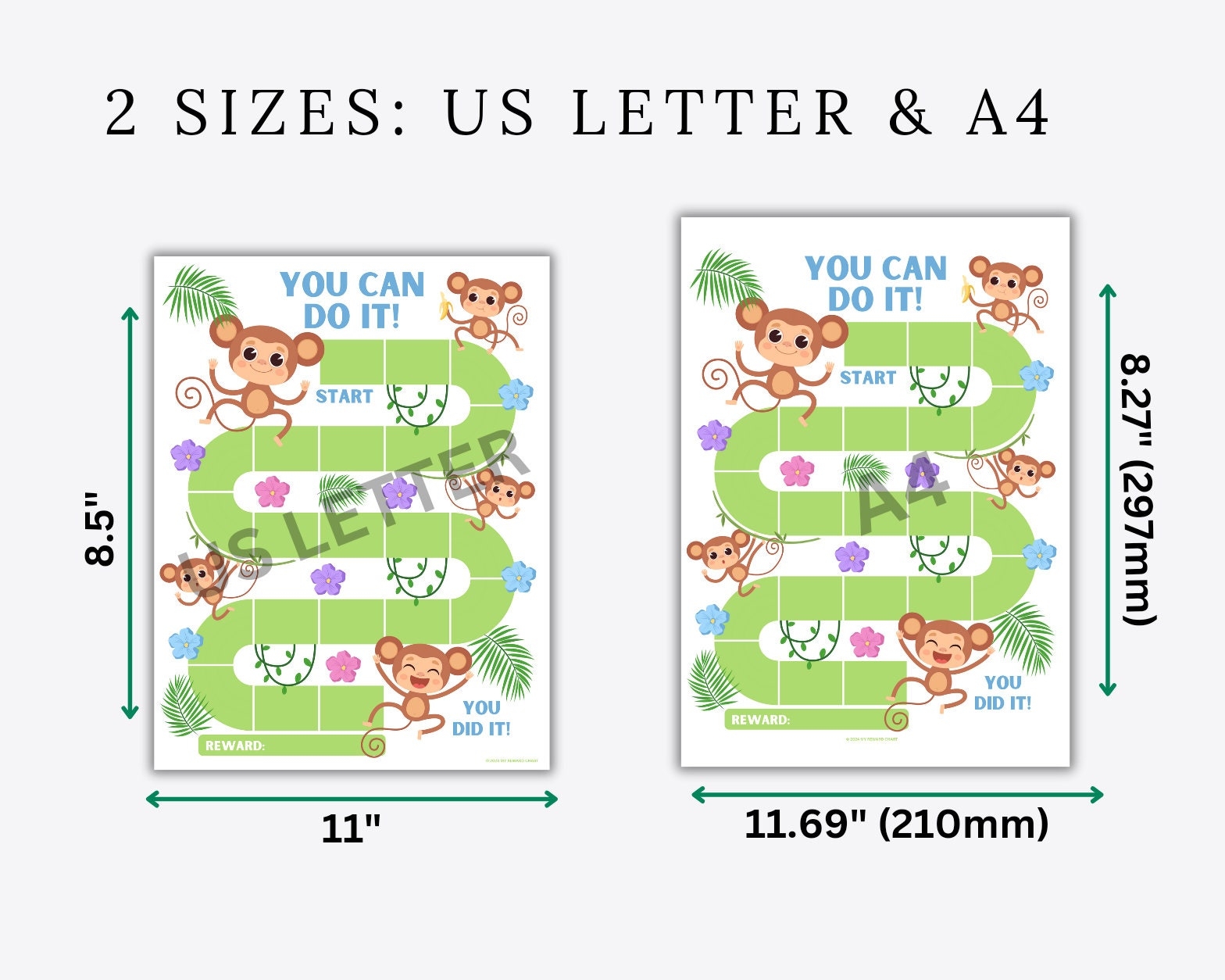 Monkey Reward Chart Kids Printable Behavior Tracker PDF Etsy