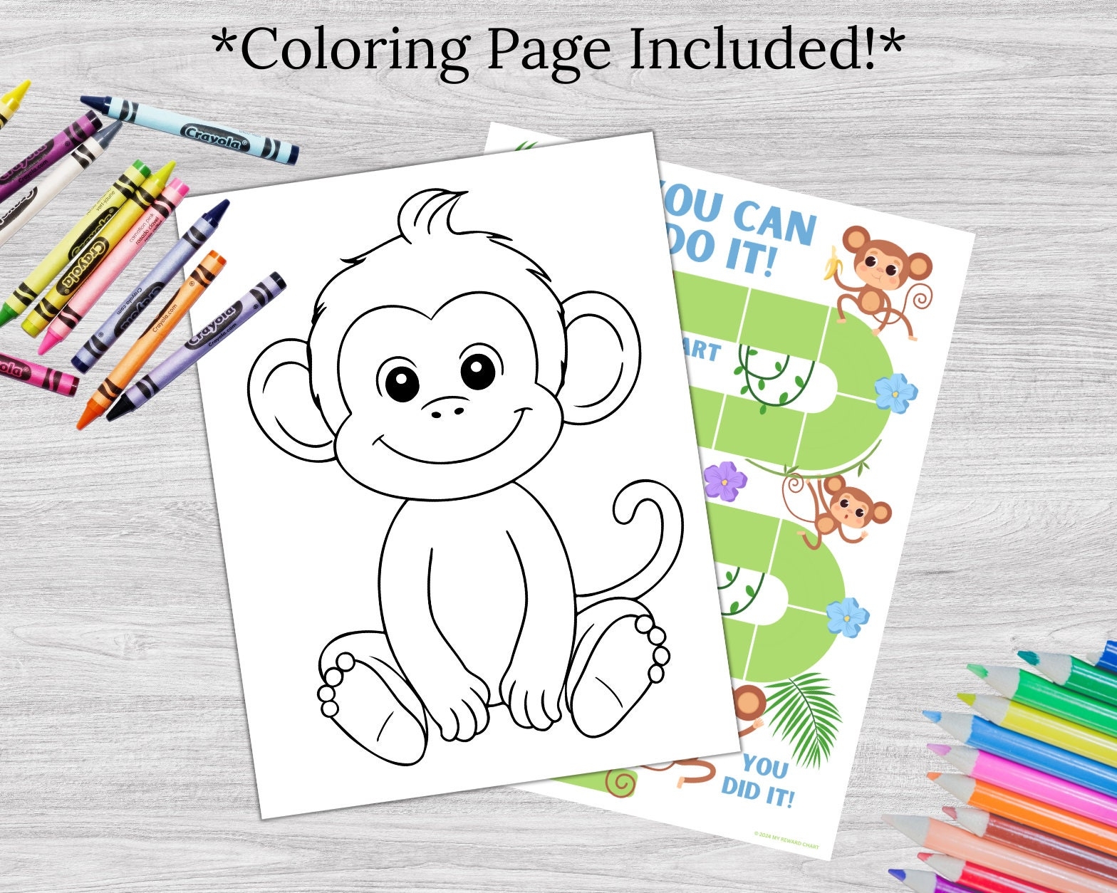 Monkey Reward Chart Kids Printable Behavior Tracker PDF Etsy