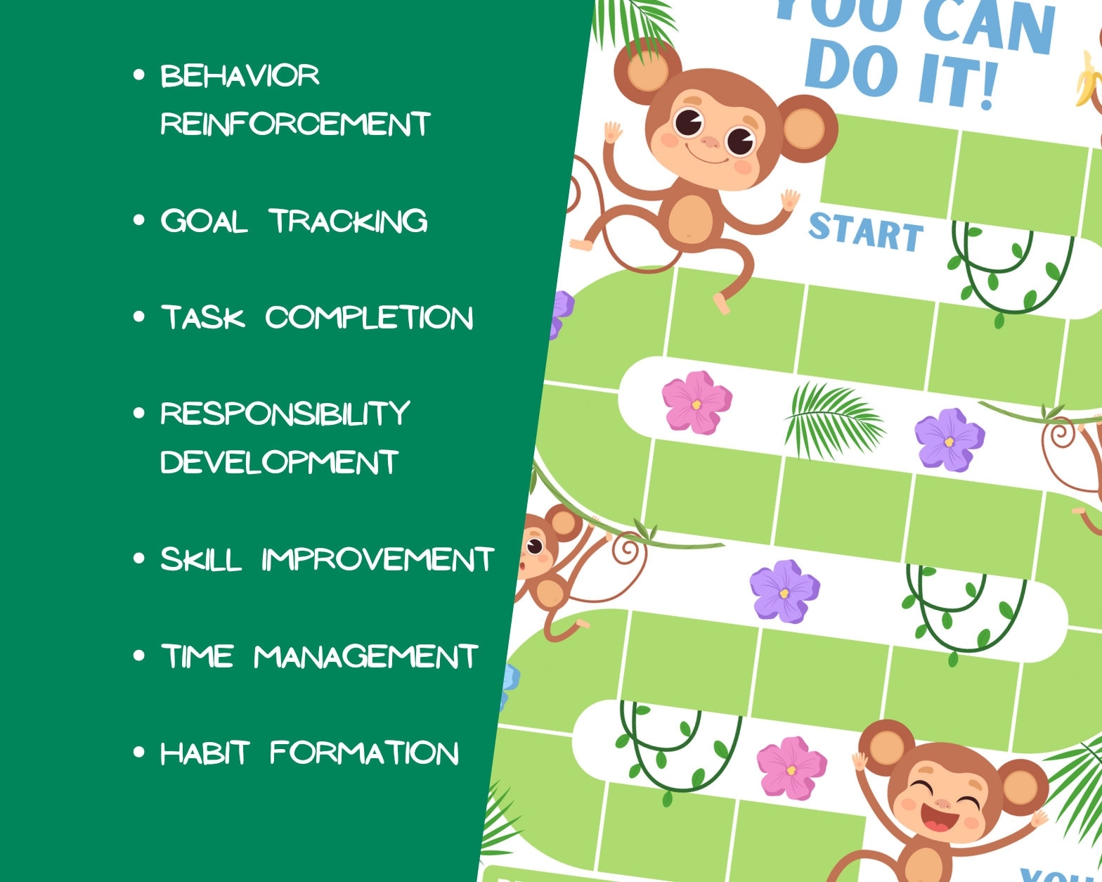 Monkey Reward Chart Kids Printable Behavior Tracker PDF Etsy