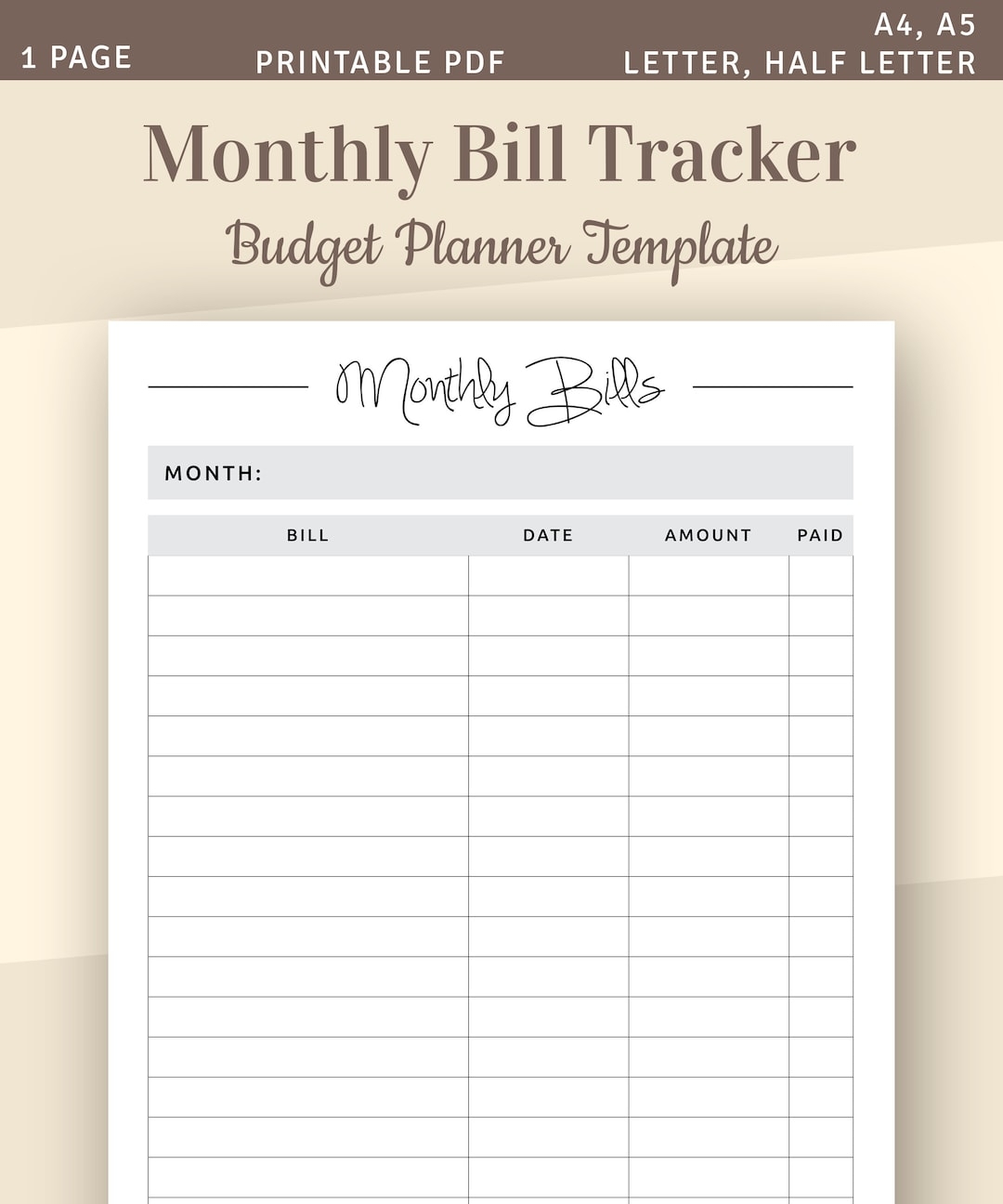 Free Printable Bill Calendar Template