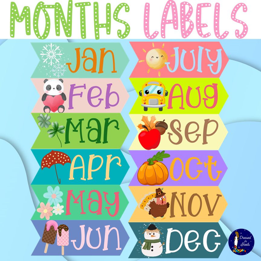 Months Of The Year Printable Labels Made By Teachers