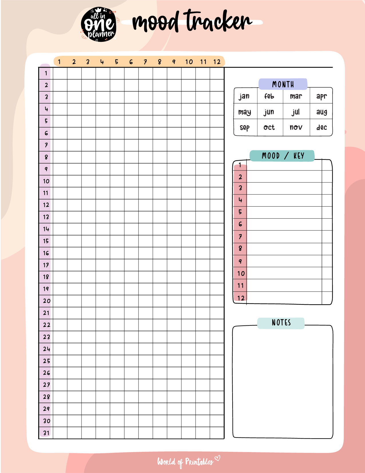 Mood Chart For Adults Printable
