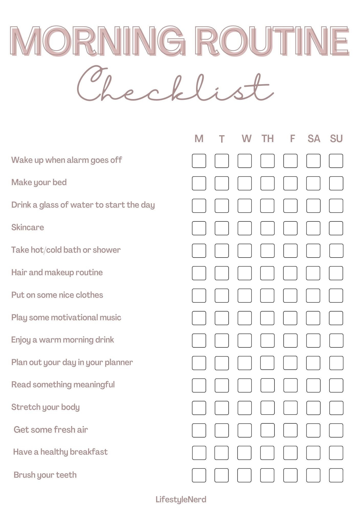 Morning Routine Checklist Editable A4 Pdf Etsy Israel