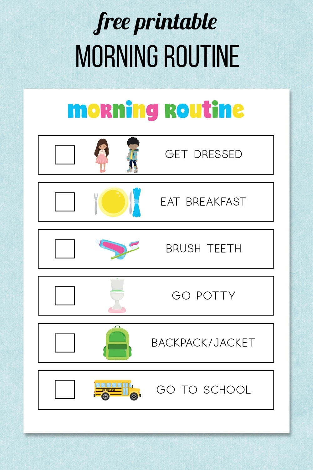Morning Routine Printable Morning Routine Printable