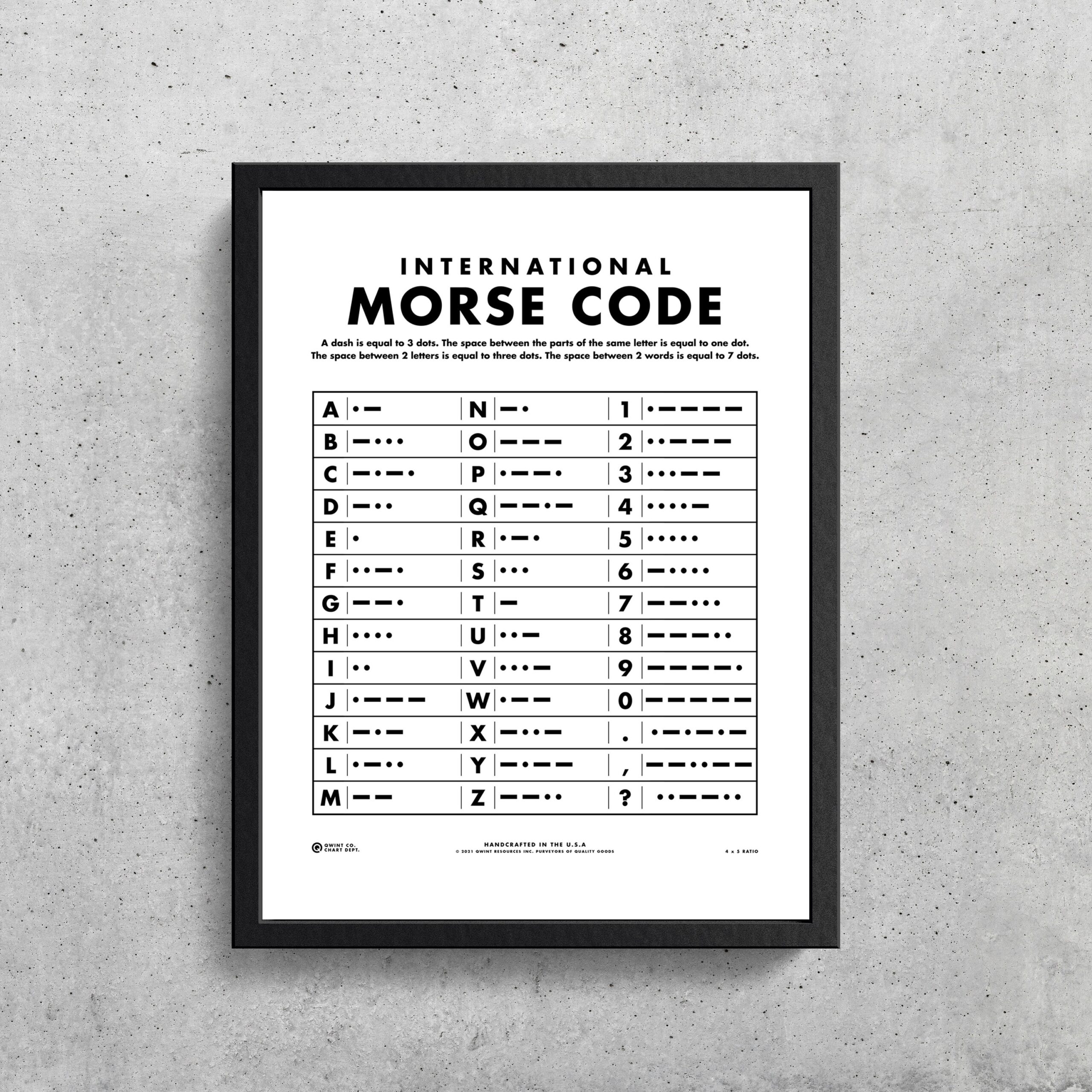 Morse Code Alphabet White Wall Art Printable Morse Code Chart 