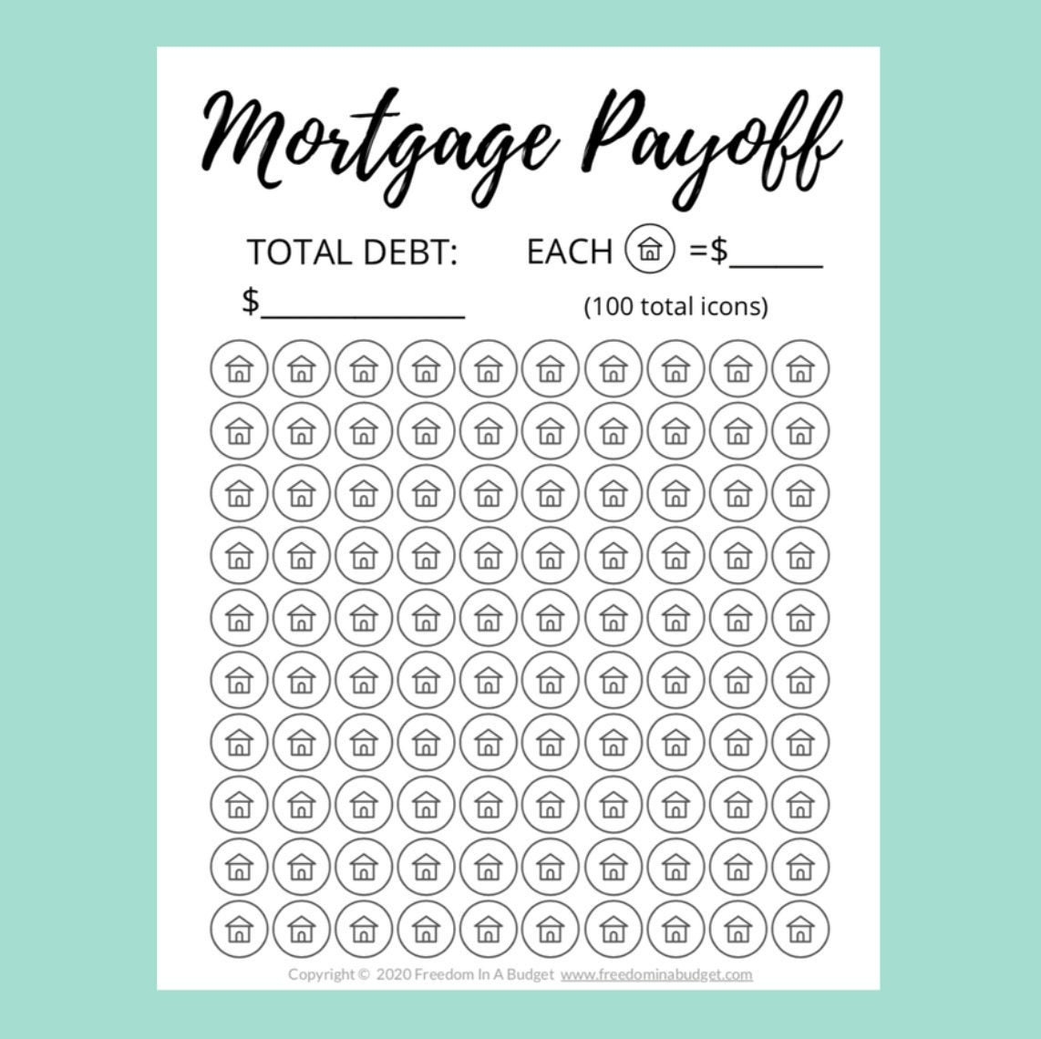 Mortgage Payoff Tracker Printable Debt Payment Chart PDF Etsy