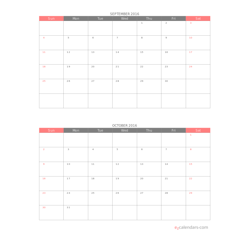 Multi Month Calendars EzCalendars