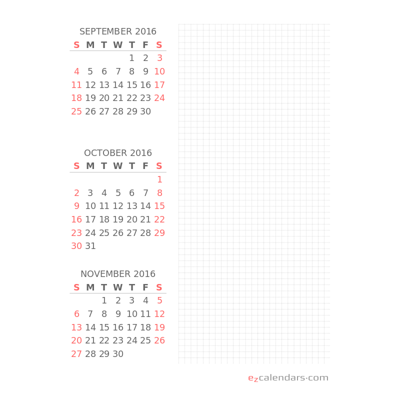 Multi Month Calendars EzCalendars