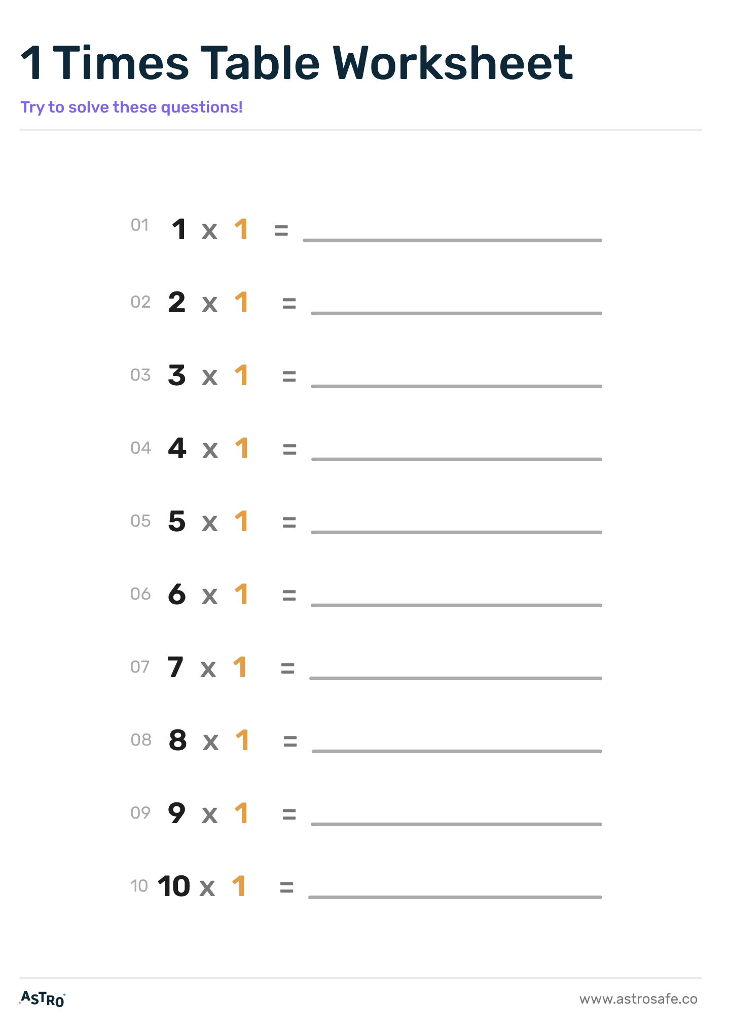 Multiplication Lessons Printable Worksheets Charts AstroSafe