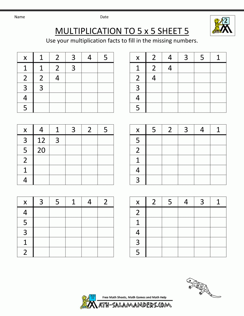 Multiplication To 5x5 Worksheets For 2nd Grade Multiplication To 5x5 Worksheets For 2nd Grade