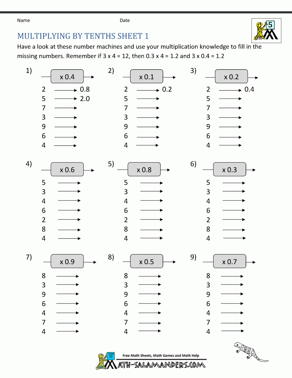 Free Printable Multiplying Decimals Worksheets Free Printable Multiplying Decimals Worksheets